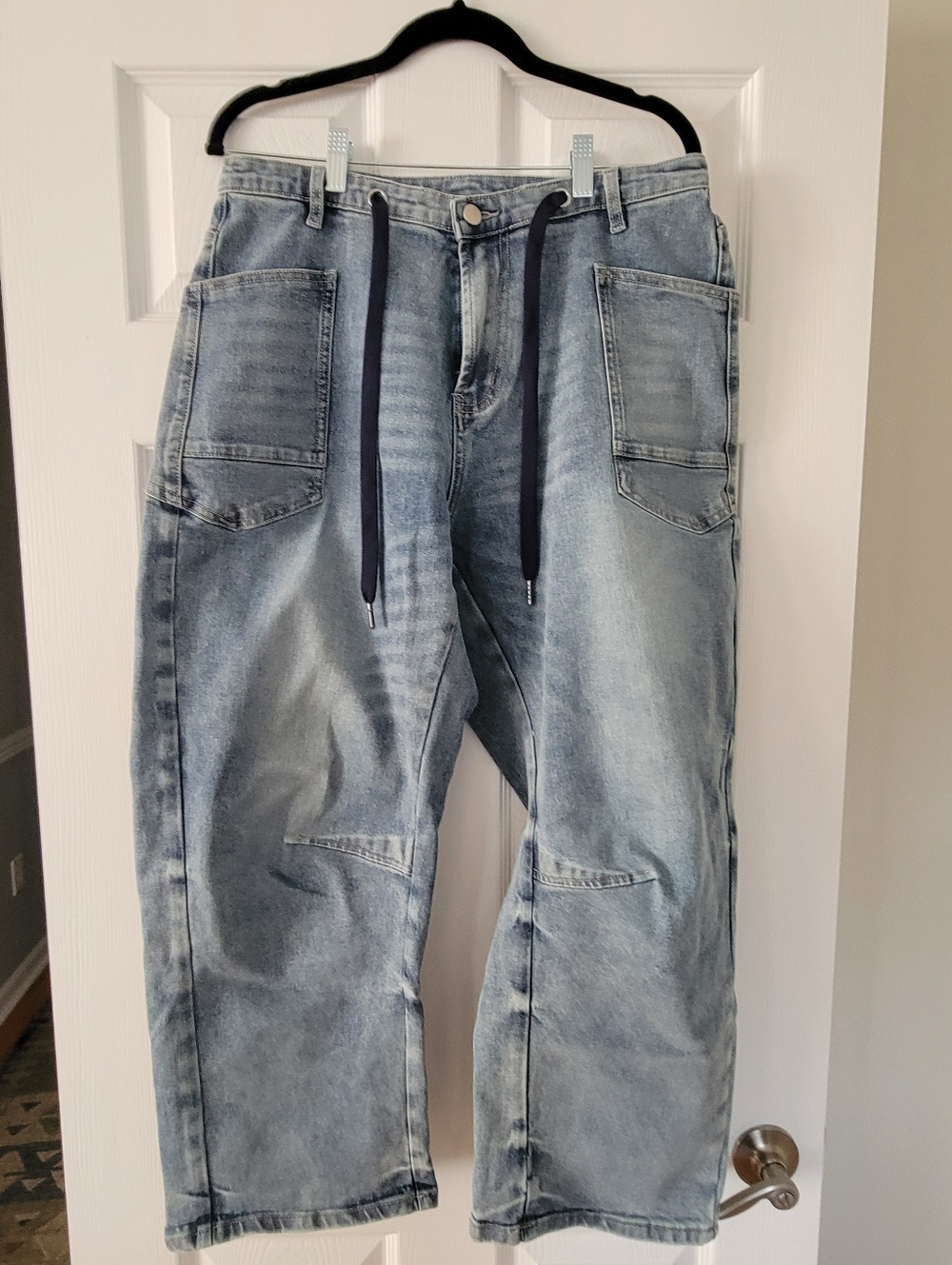 Women's So Me Size XL Light Wash Barrel Style Denim Jeans with Drawstring